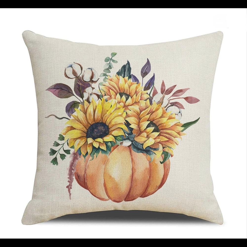 Floral Pumpkin Decorative Pillow Case